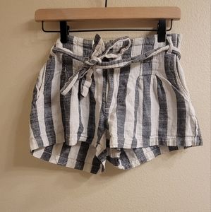Indigo Rising striped linen shorts